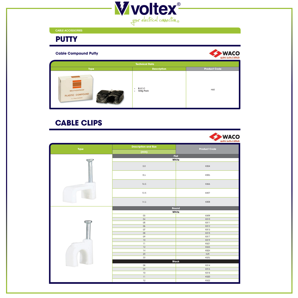 VOLTEX - Cable Clips Catalogue