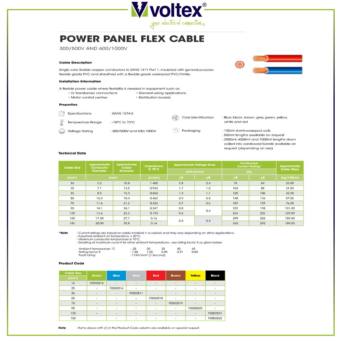VOLTEX - Power Panel Flex Cable Catalogue