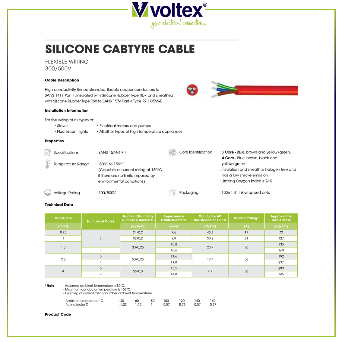 VOLTEX - Silicone Cabtyre Cable Catalogue