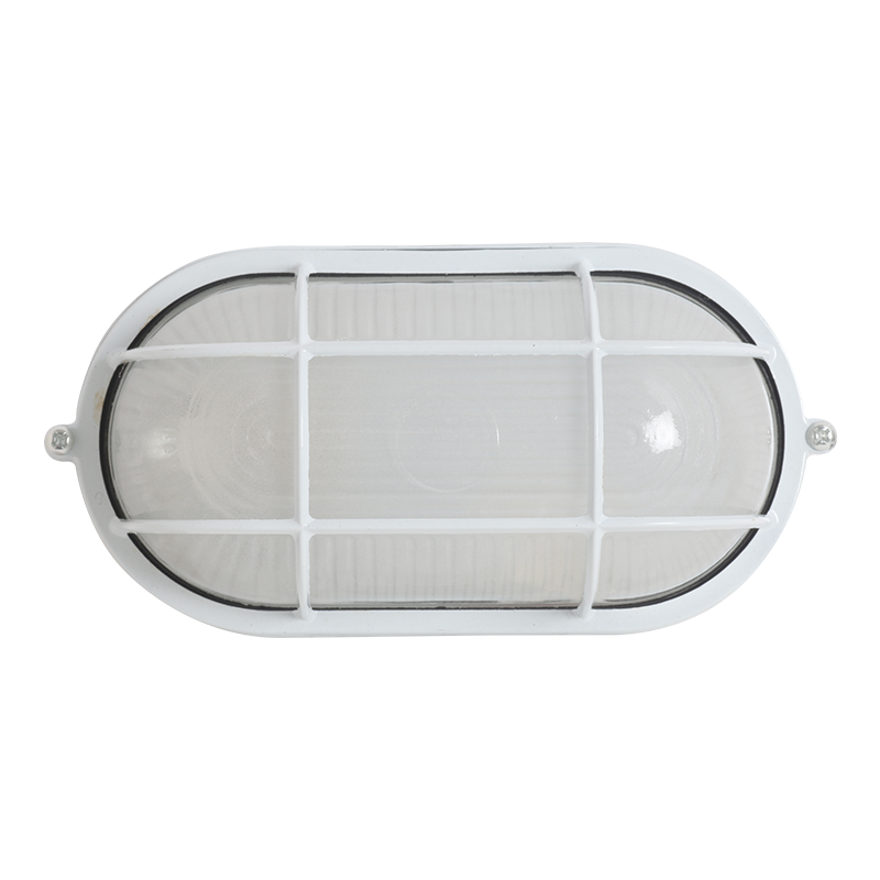 Light Fitting Bulkhead Oval With Grid Large Wht*** Pietria