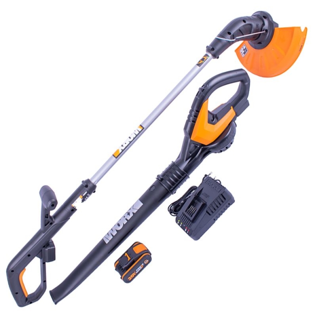 Worx Blower & Trimmer Combo 2x2.0ah + Charger